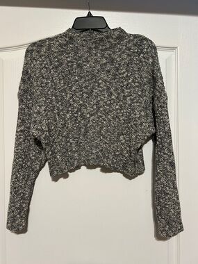 bohme Gray Marled Cropped Crewneck Sweater